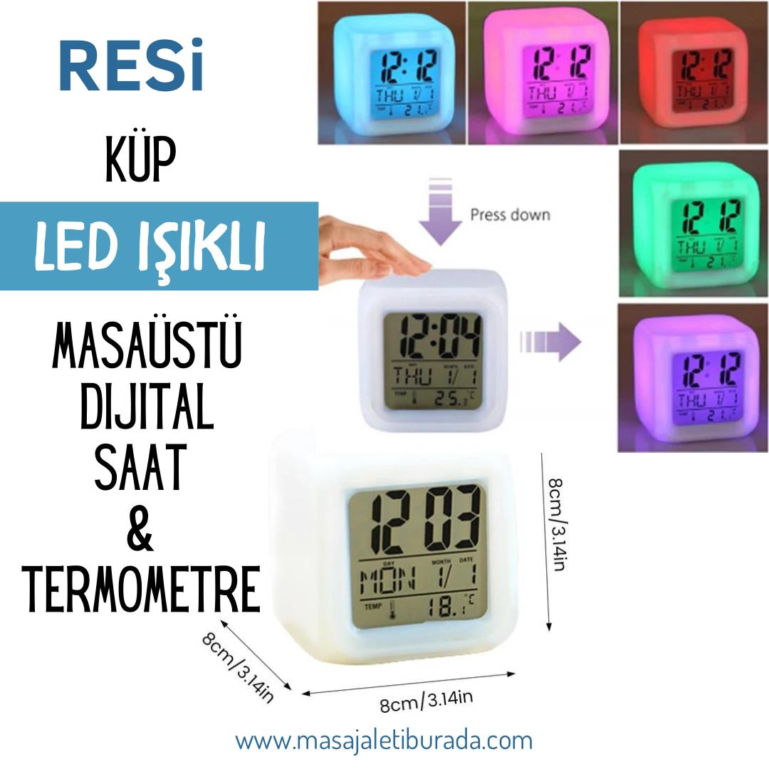 LED IŞIKLI,KÜP,MASA TİPİ ISI NEM ÖLÇER